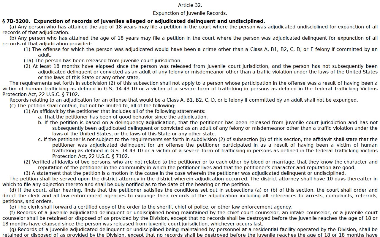 Harrisburg juvenile criminal record expunction statute