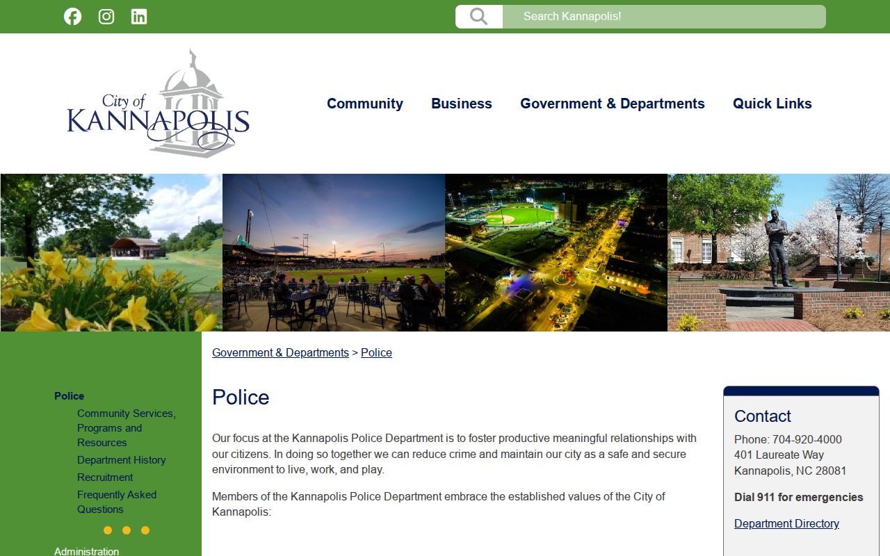 Kannapolis criminal records and police department services