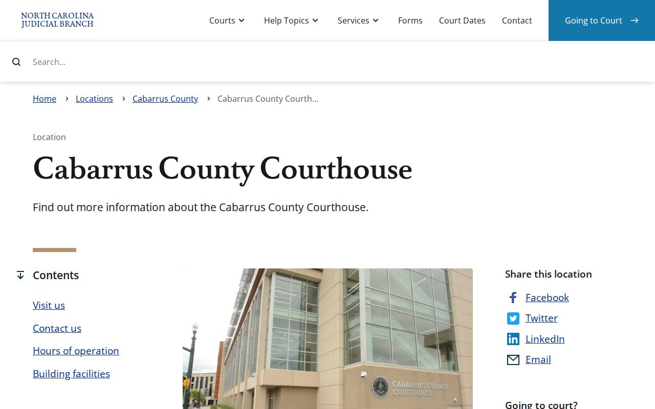 Cabarrus County criminal court records courthouse access